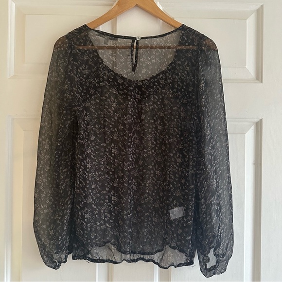 Anthropologie Daniel Rainn Sheer Boho Abstract Top Lace Detailing Size Small - Picture 5 of 6